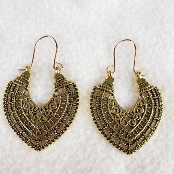 Filigree Hoop Boho Earrings - Picture 2 of 3